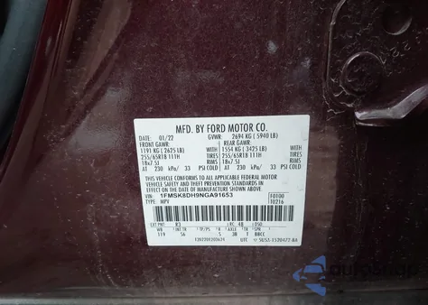 2022 Ford Explorer Xlt from USA, damaged, VIN 1FMSK8DH9NGA91653